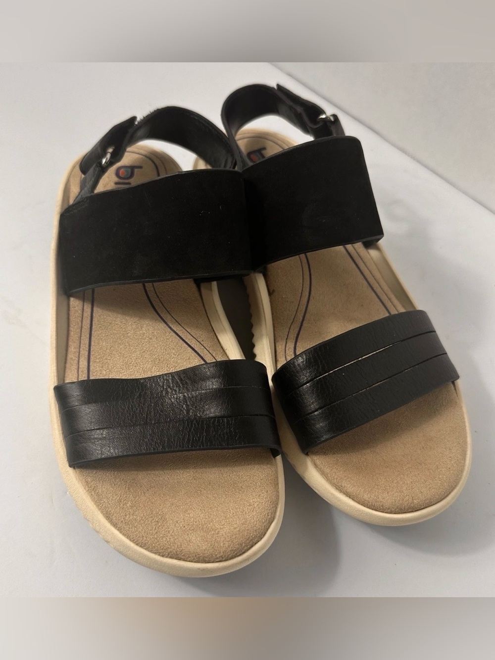 Bionica Alamosa Sandals Womens 7M Black Leather Slingback Comfort Walking Sport